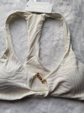 L*Space Bikini Top Women's Small Swim Ivory Jaylo Racerback Swimwear NWT